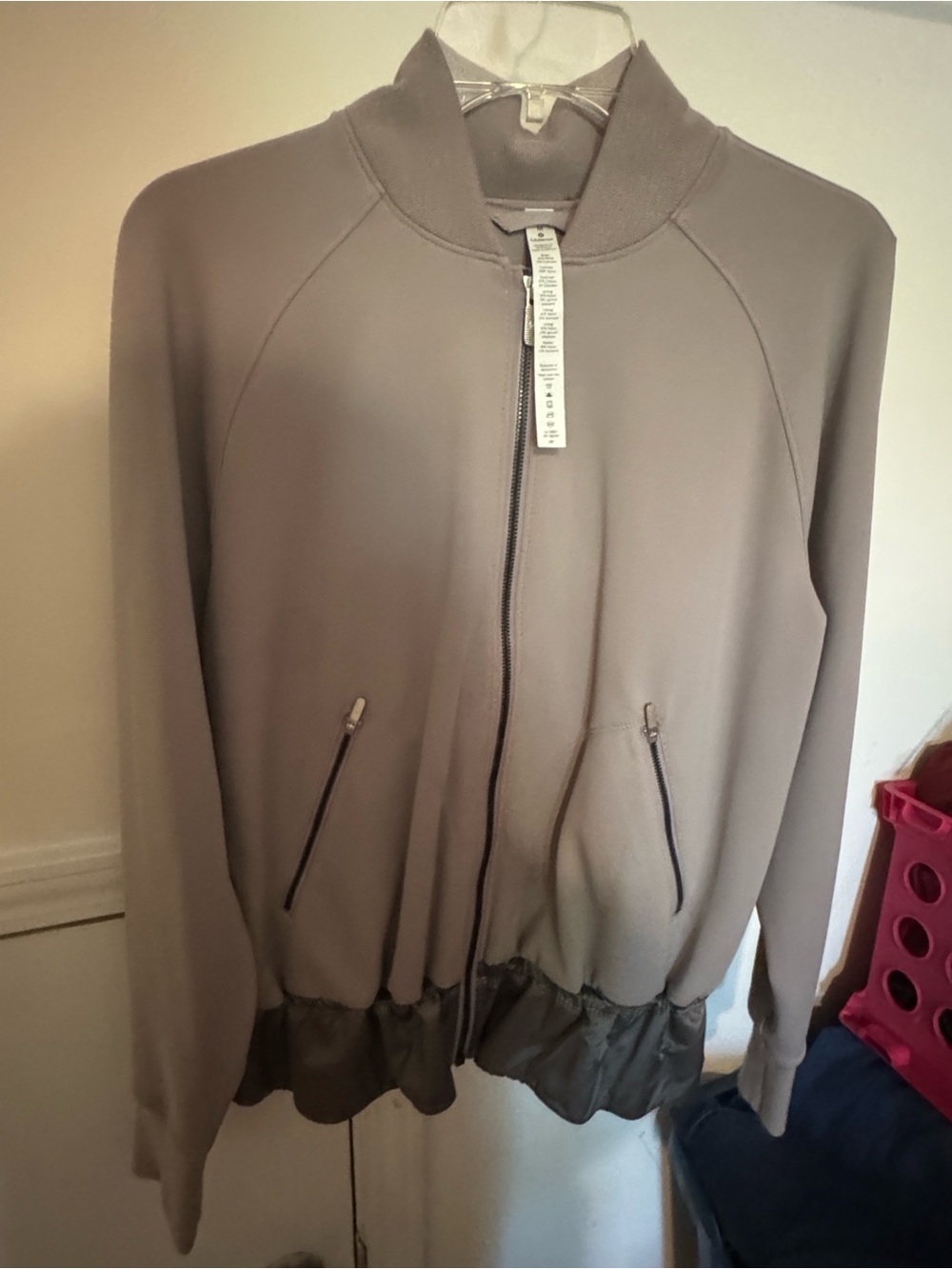 Lululemon Athletica Taupe Bomber Jacket with Zip Pockets